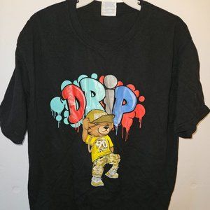 Boys Yazbek Black "DRIP" Urban Graphic Tee Size L